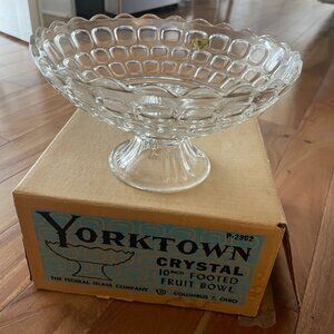 Vintage 1960s NEW Federal Glass Company Yorktown Crystal Fruit Bowl